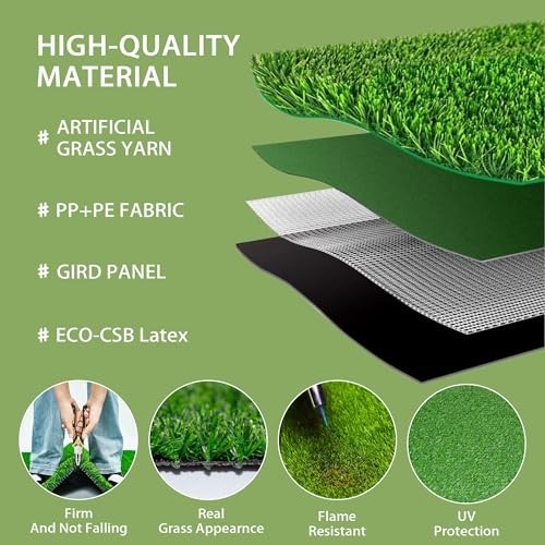 Realistic 6×6 Inch Artificial Grass Patch, Synthetic Turf Mat with Drainage Hole