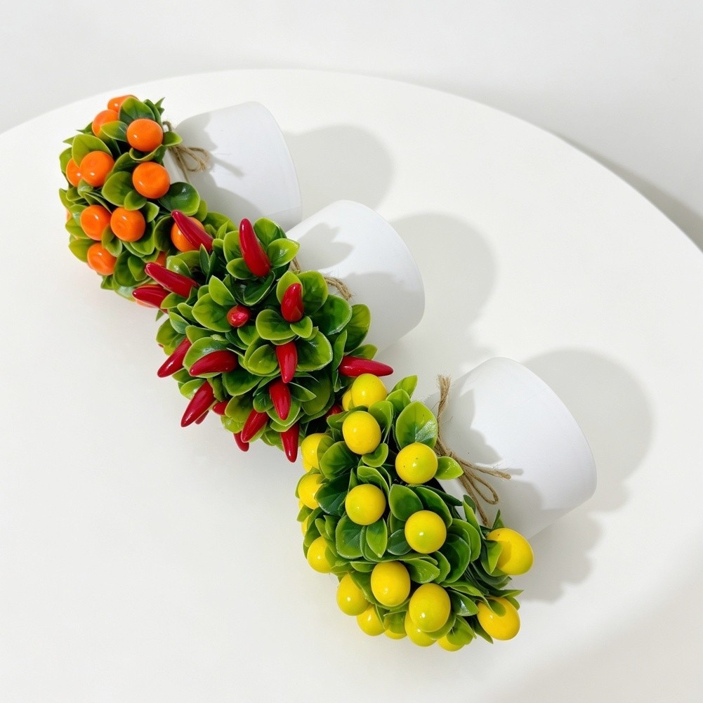 Tabletop Artificial Fruit Bonsai 27 Pcs Potted Plants for Home Office Decor