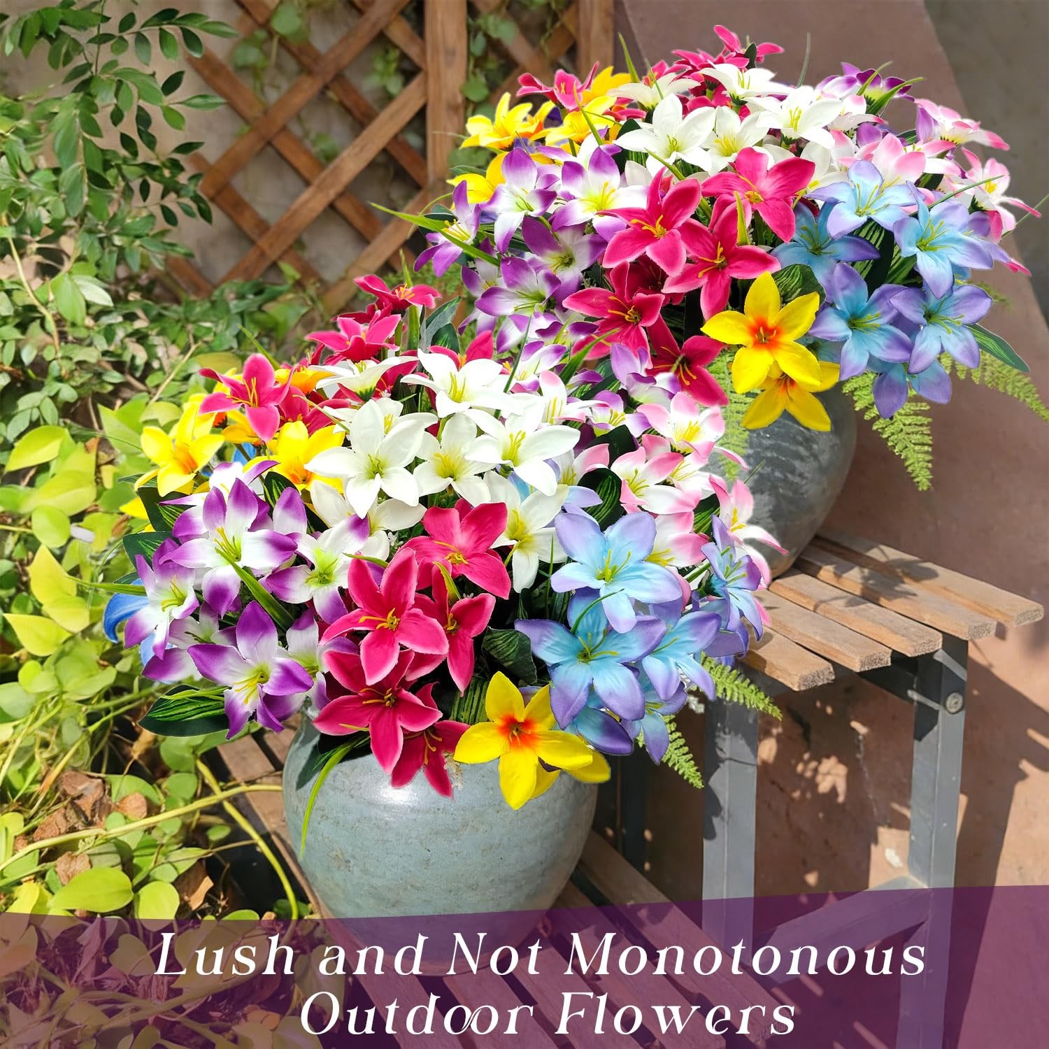 Artificial Fake Flowers for Outdoor Decoration, 8 Bundles UV Resistant Artifi…