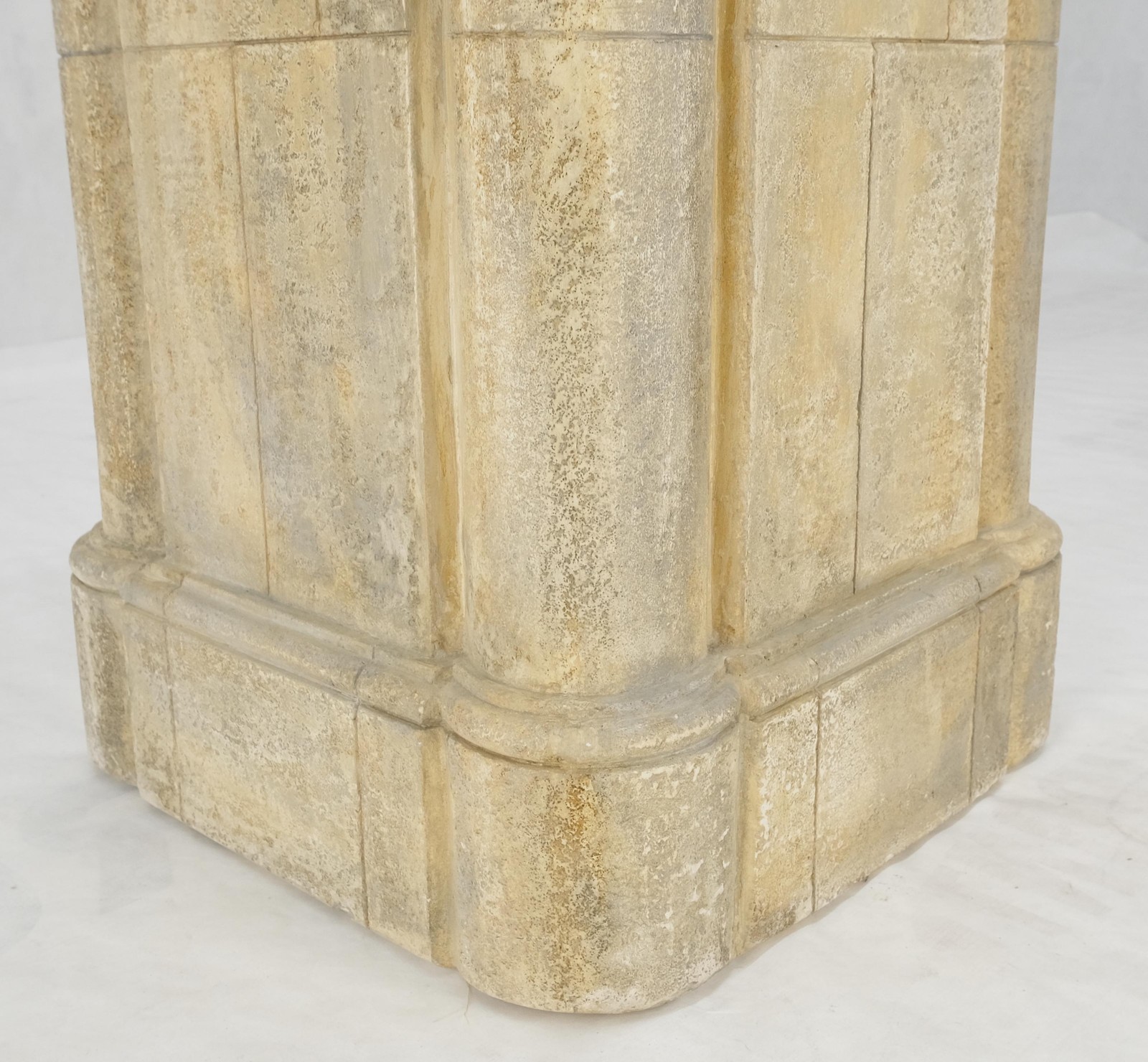 large 19×19 Square Faux Travertine 41″ Tall Carved Geometric Decorative Pattern