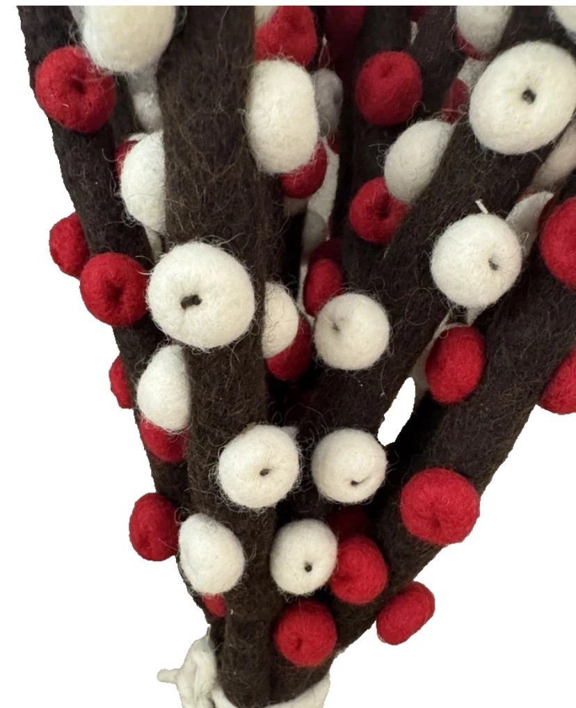 Trader Joe’s Holiday Felted Ilex Berries 6 Branches Christmas Tree Decor Red NEW