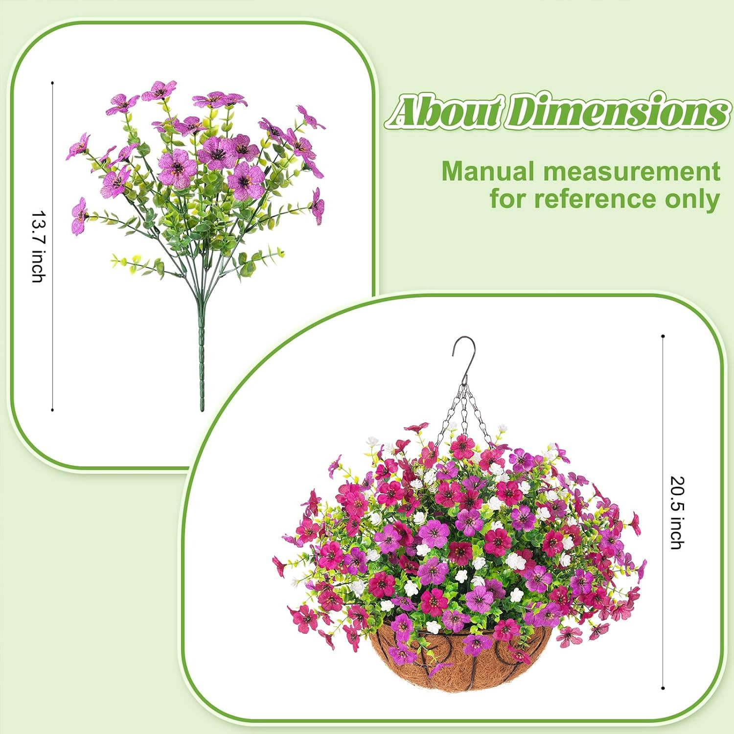 UV Resistant Faux Hanging Plants with Eucalyptus for Outdoor Spring Decor