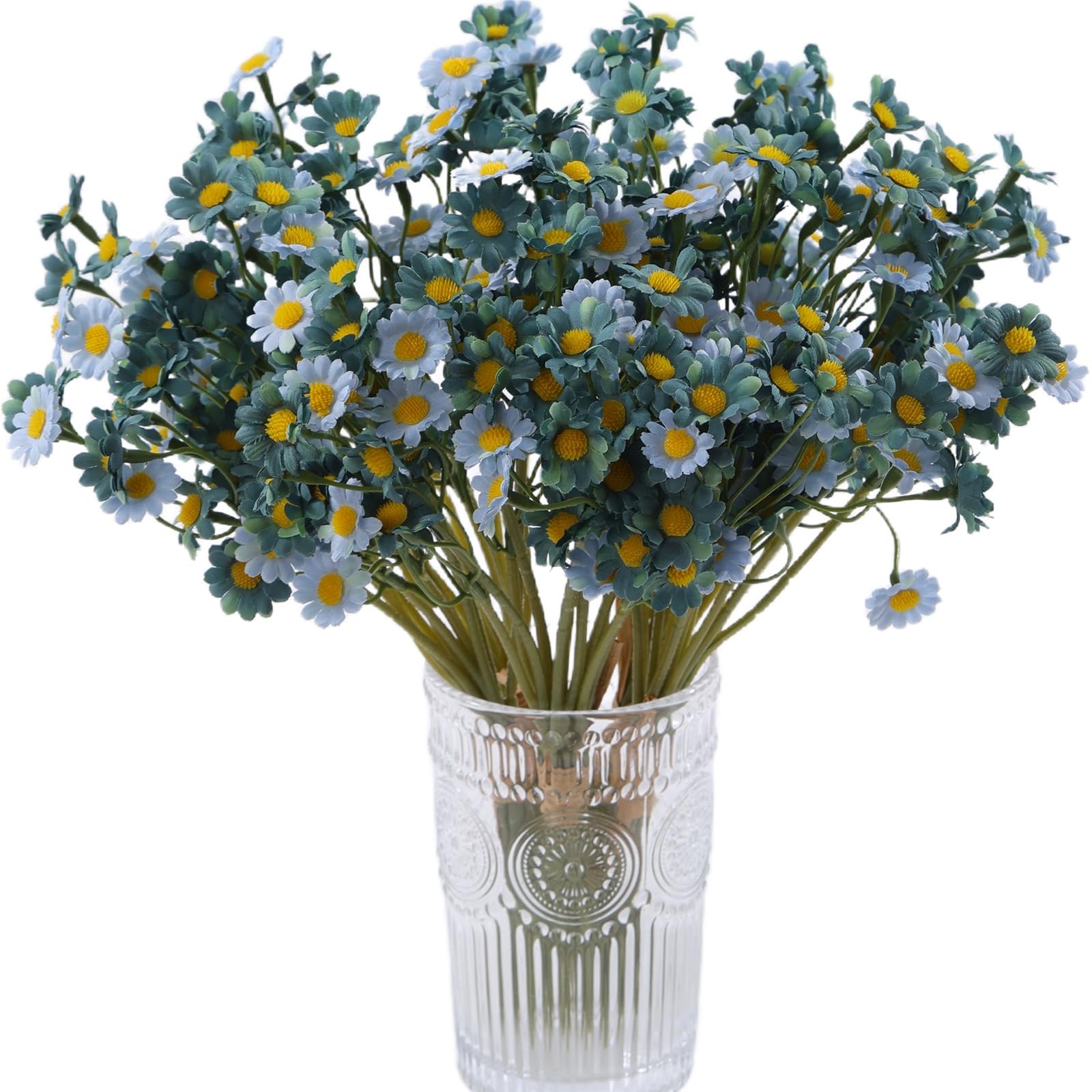 24pcs Small Daisy Artificial Flowers Faux Silk Daisies Flowers Spring Fake Wi…
