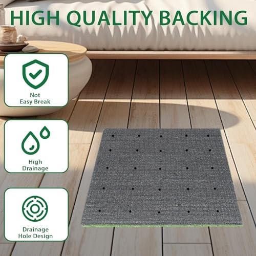 Realistic 6×6 Inch Artificial Grass Patch, Synthetic Turf Mat with Drainage Hole