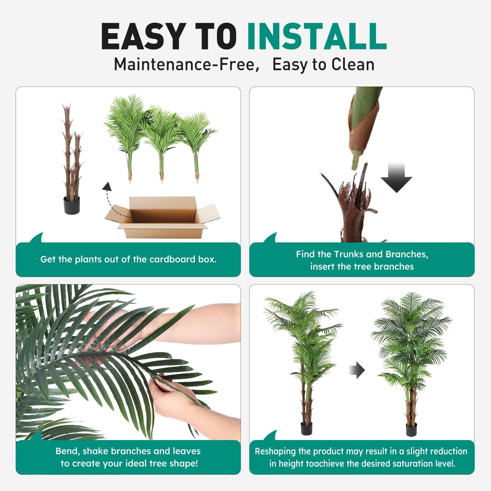 Tall Triple Golden Cane Palm Artificial Tree 7ft, Large Topical Fake Tree wit…