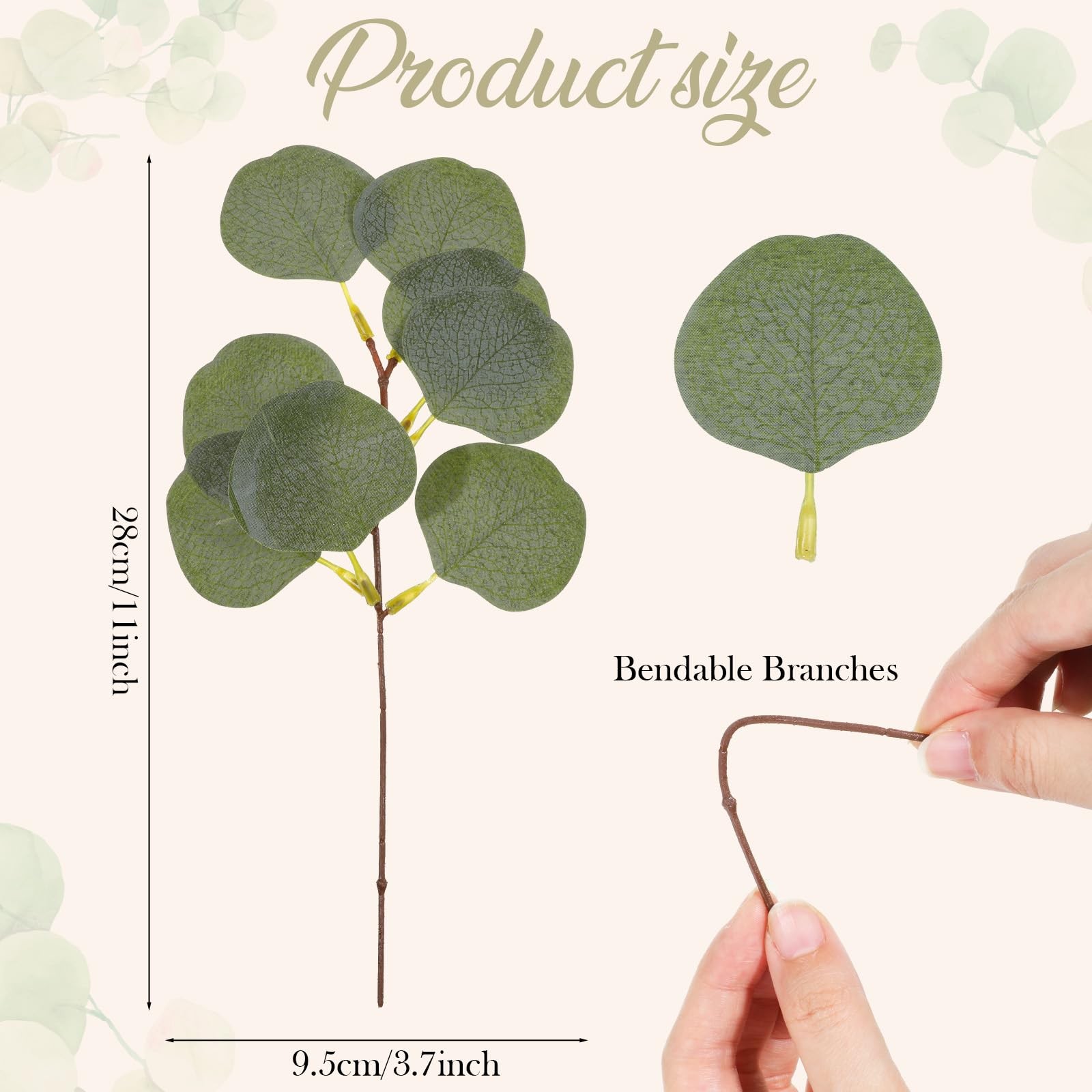70 Pieces Artificial Eucalyptus Leaves, 11 Inches Tall