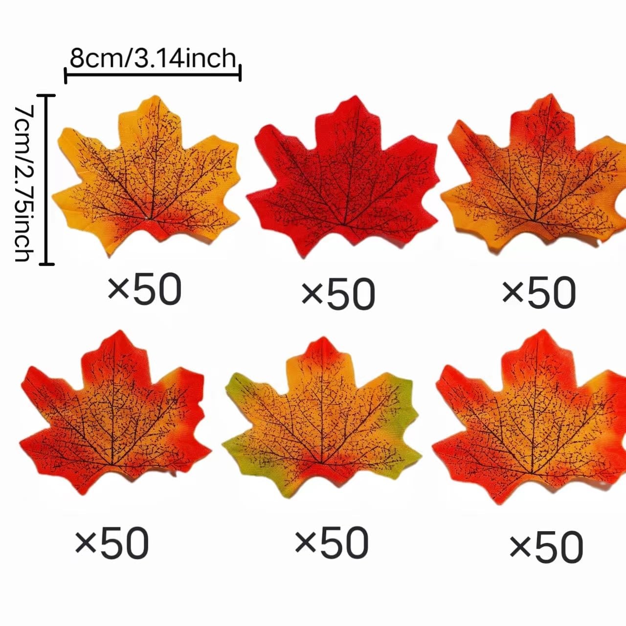 Artificial Autumn Maple Leaves, Mixed 6 Colors Fake Fall Leaves Decorations