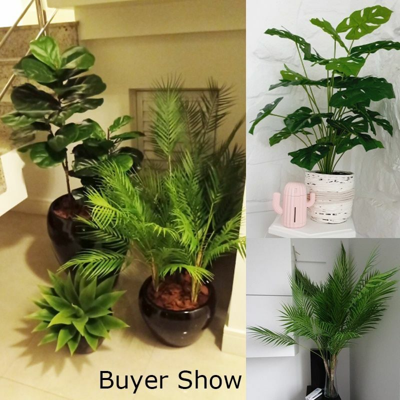 Tropical Large Palm Green Plant Leaves Tree Artificial Monstera Home Decoration