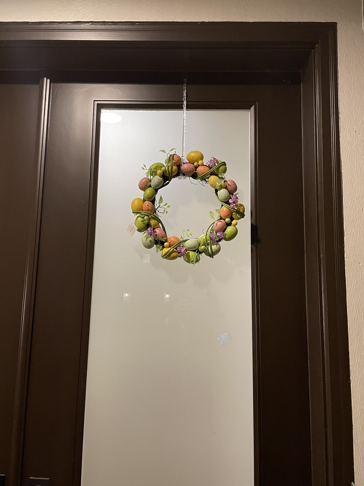 Easter Wreath Grapevine Speckled Wall Decoration 15″ Dia Flowers NEW!