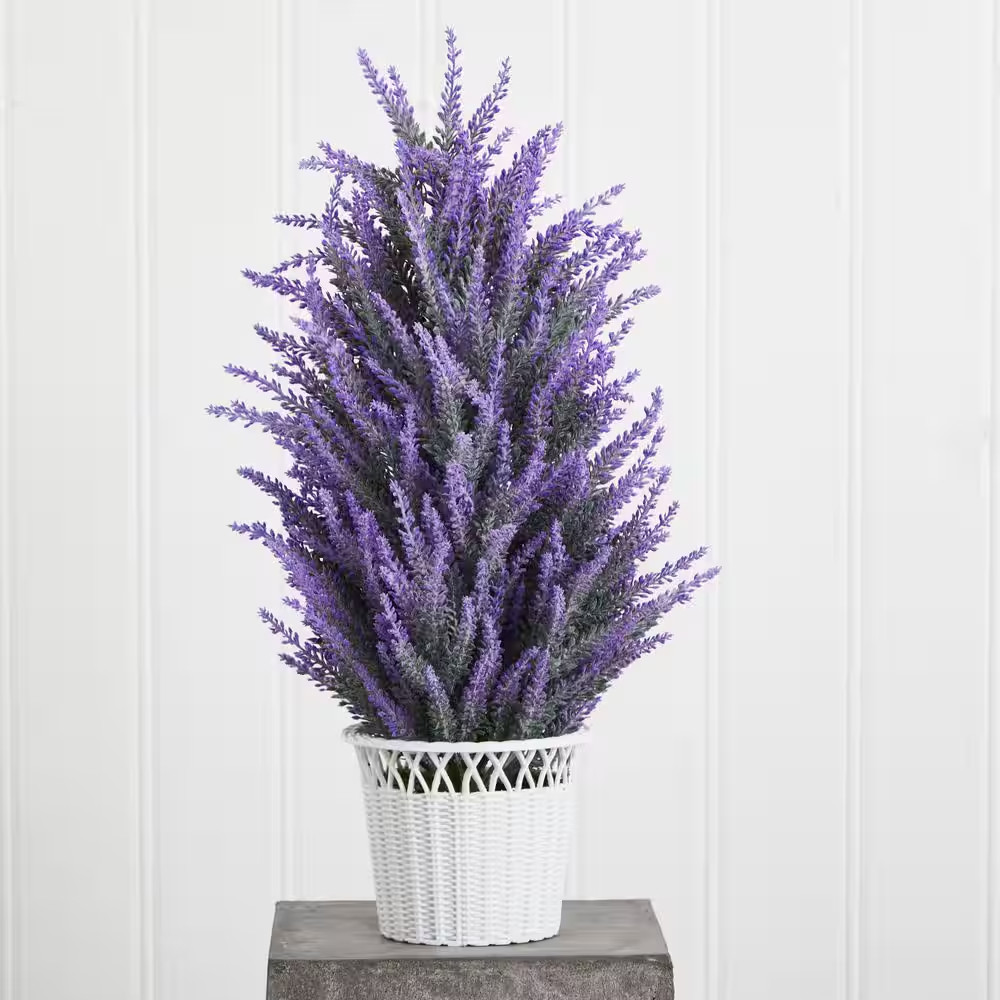22 In. Lavender Artificial Plant in White Planter