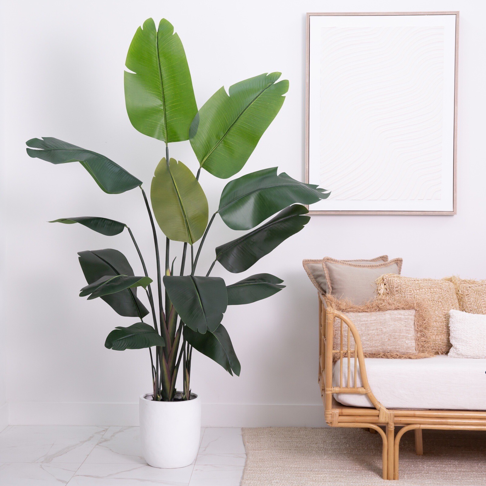 7′ Artificial Bird of Paradise Tree with Resin Stone Planter. Retail $594