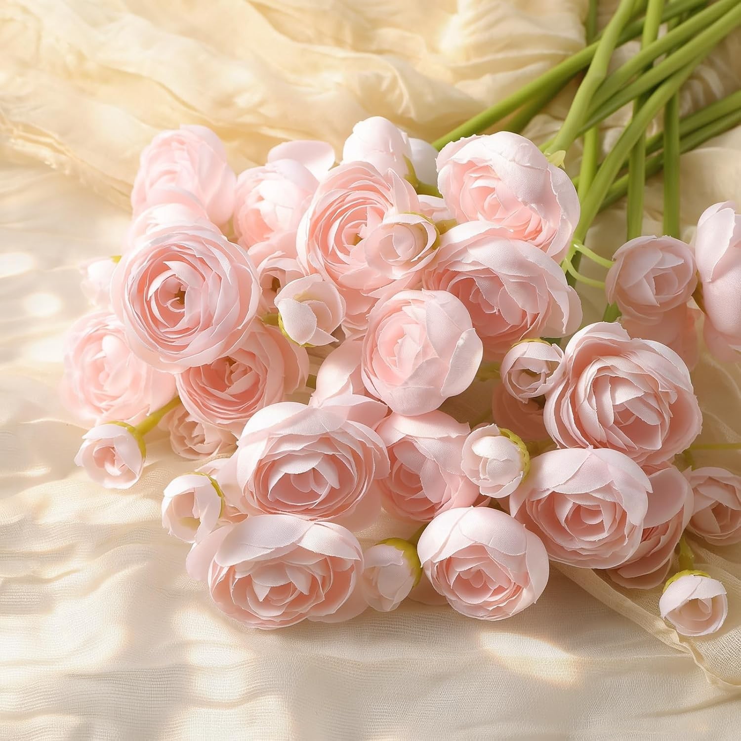 30 Pcs Mini Ranunculus Flowers, Silk Faux Bulk Wedding Filler DIY Decor