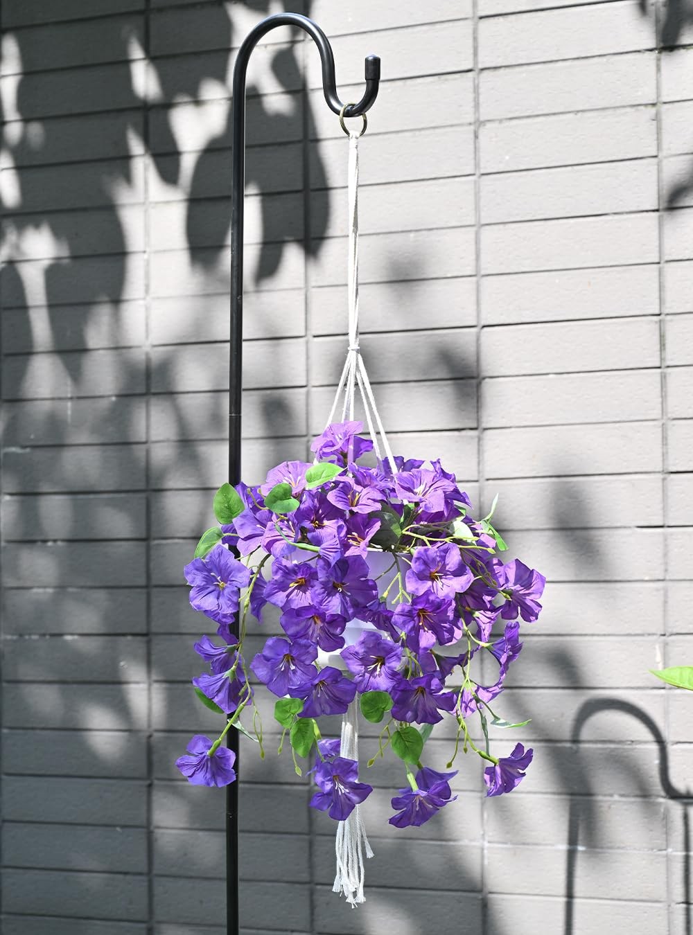 Artificial Hanging Flowers with Basket for Outdoors, 2 Pack UV Resistant Fake…