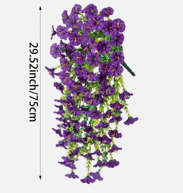 VALUE! 2PCS Artificial Morning Glory Vines UV Resistant Hanging Flowers Outdoor*