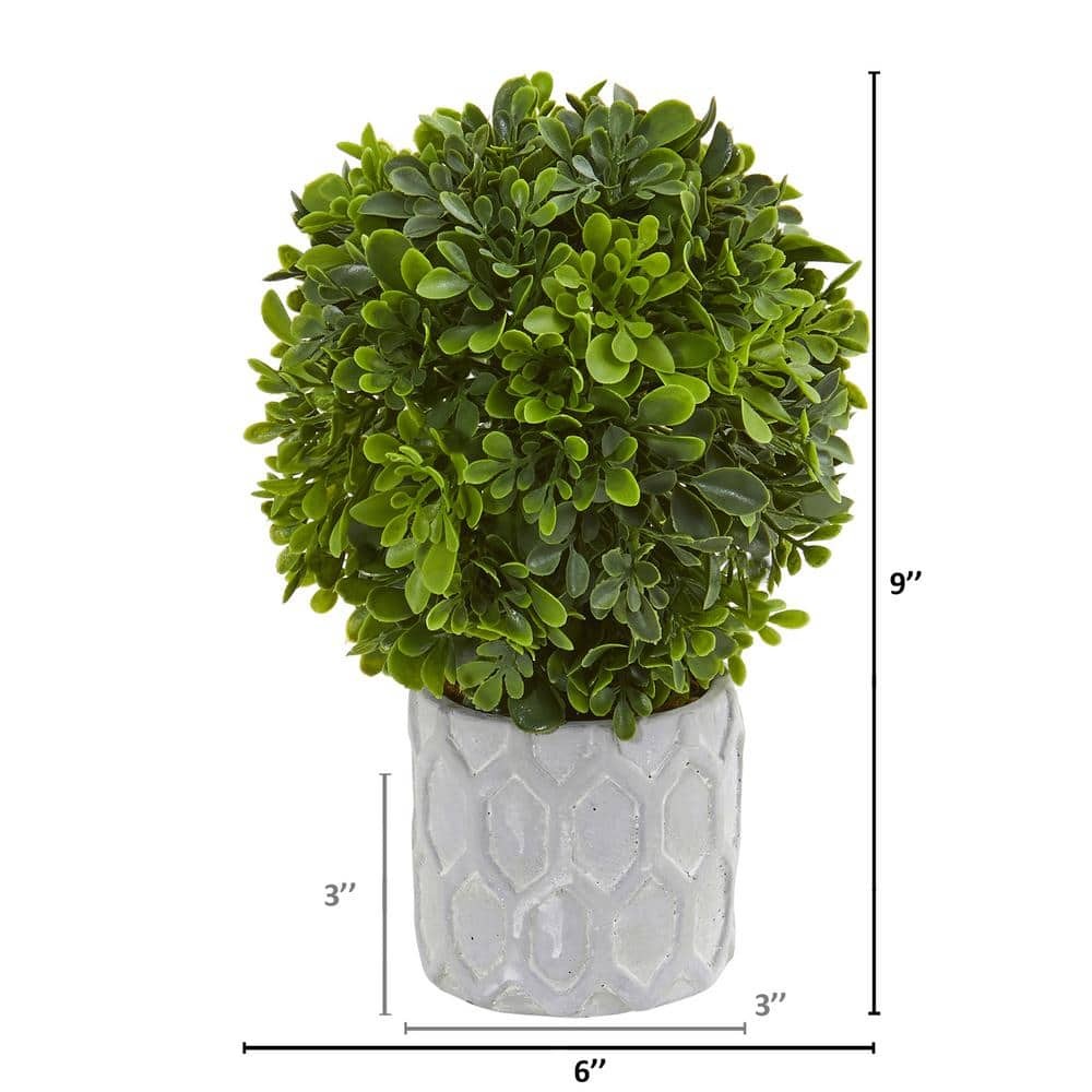 Nearly Natural 9 In. Boxwood Artificial Mini Topiary, Set of 3
