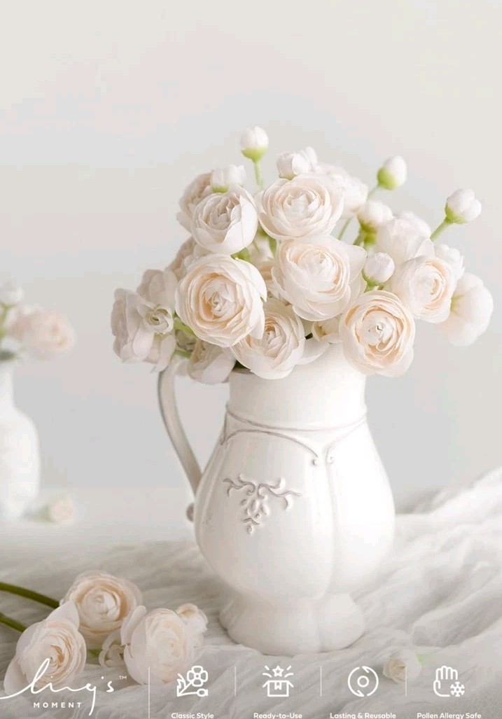 Ling’s moment Ranunculus Artificial Flower, Faux Silk Mini Ranunculus Flowers…