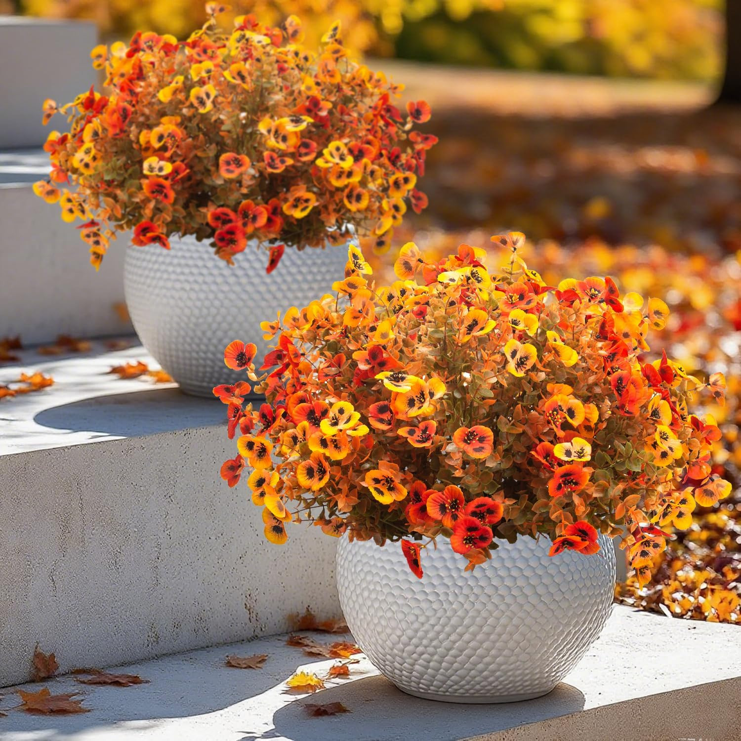 12 Bundles UV Resistant Faux Fall Flowers for Outdoor Decor & Weddings