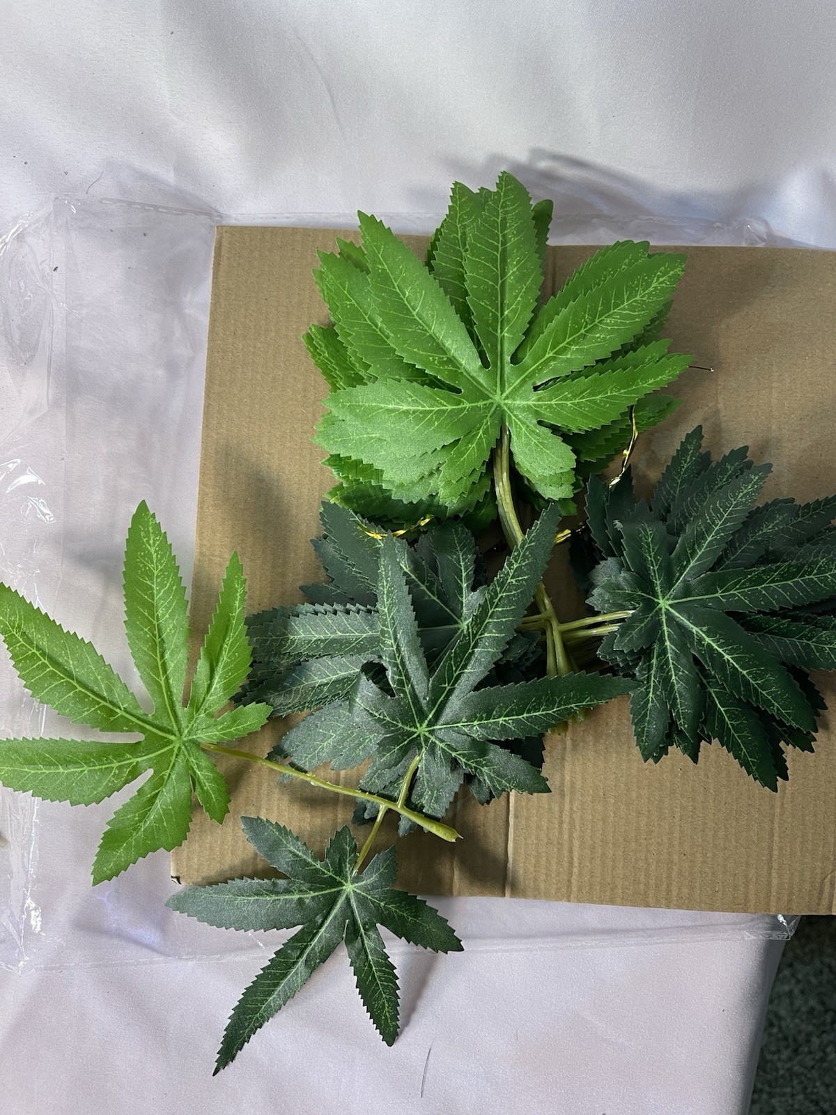 96 Faux Cannabis Leaves Artificial Pot Leaf Party Craft Decor 5” Green