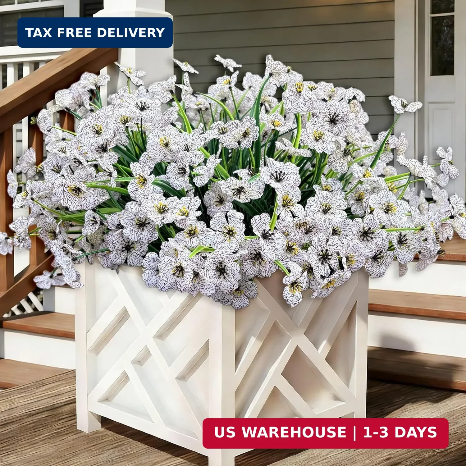 20 Bundles Artificial Flowers for Outdoors, UV Resistant Fake Flowers with Plast