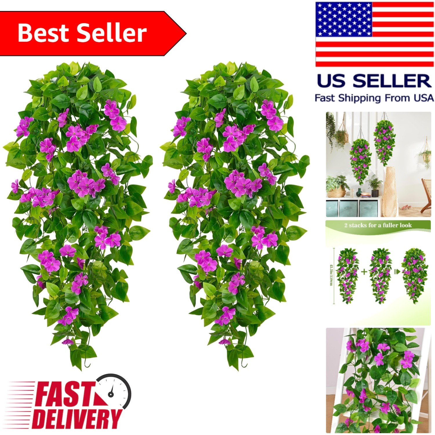 2pcs Eco-Friendly Artificial Pothos Vines – Perfect for Indoor and Outdoor Use