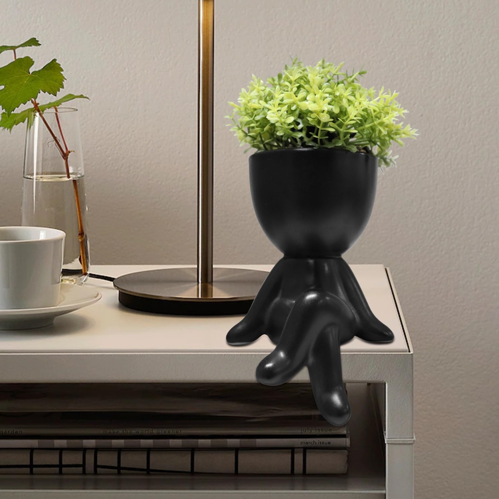 1 Set Small Fake Plants, Human-Shaped Pots, Office Decor, Women, Men, Cute Faux