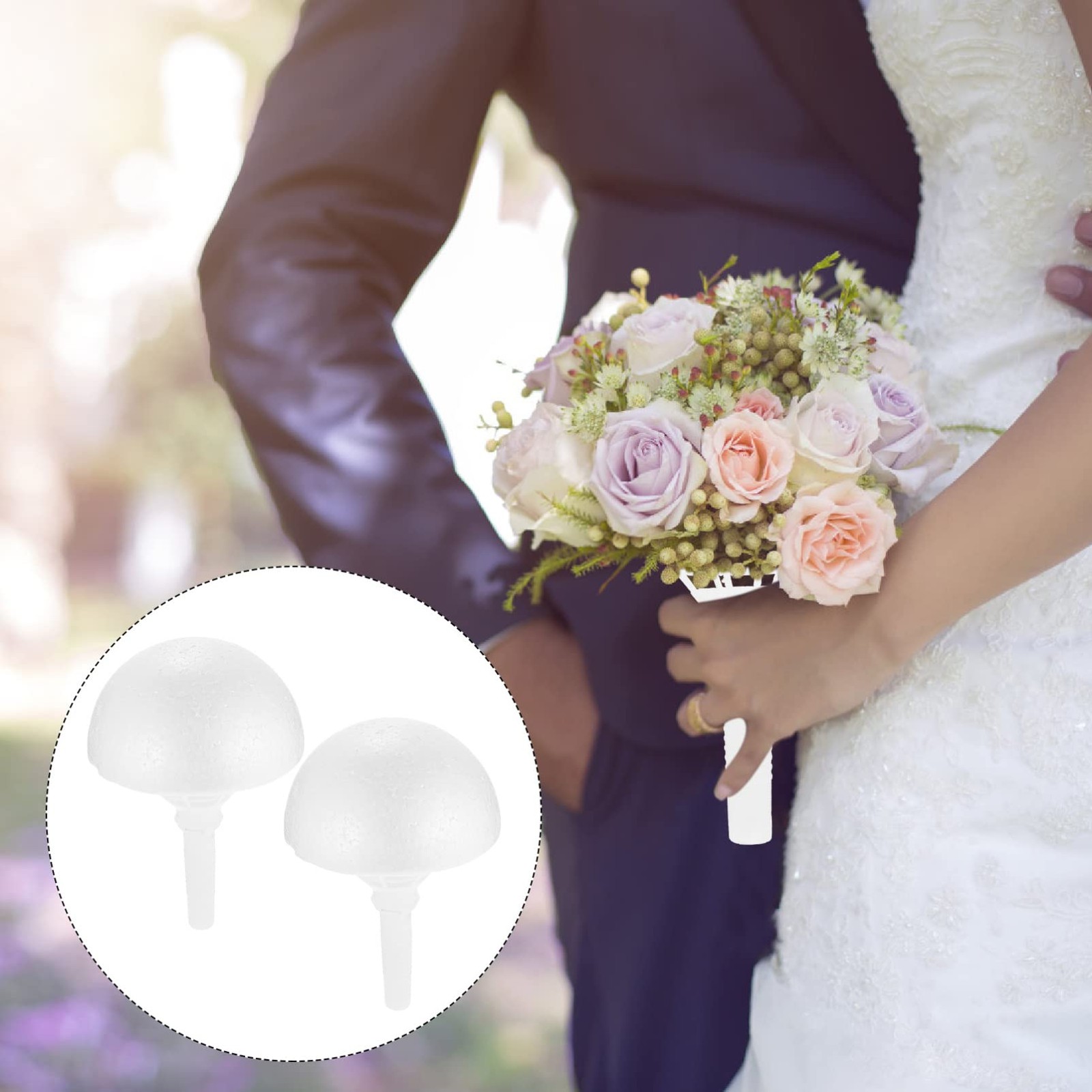 2Sets Foam Bouquet Holder Wedding Bouquet Holder Foam Floral Bridal Handle Bo…