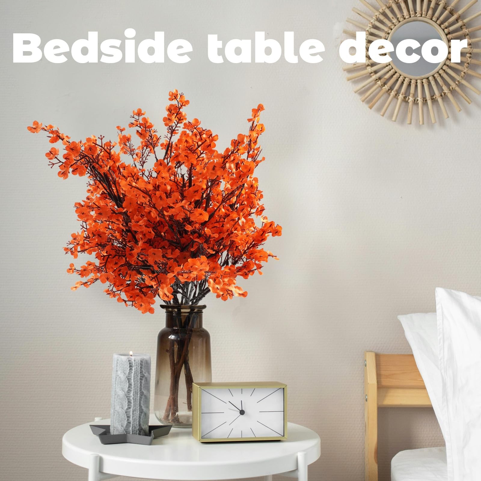Orange Cherry Blossom Branches Artificial Flowers for Vase,10 Bundles Babys B…