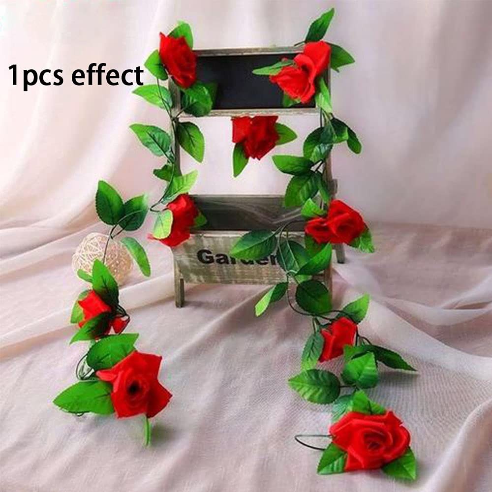 Vopie 4 Pack Fake Rose Vine Flowers Plants 32.2 FT Artificial Flower Hanging …