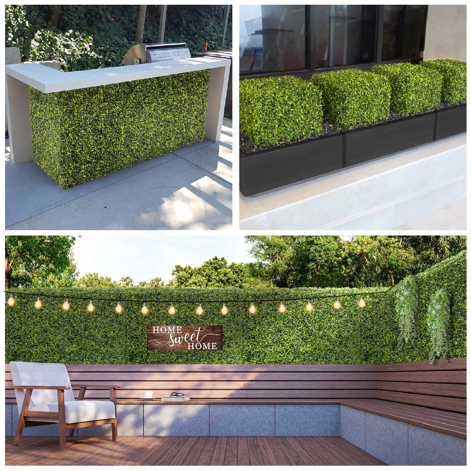 Artificial Boxwood Hedge Wall Fake Grass Fence Panel Home Garden Decoration