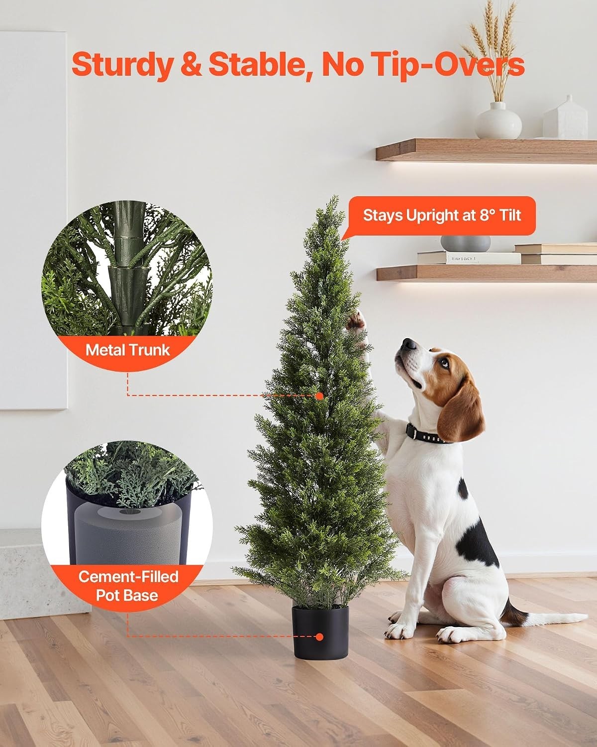 Artificial Cedar Topiary Trees, 48 inch 2 Set Faux Pine Shrubs Plants, Fake S…