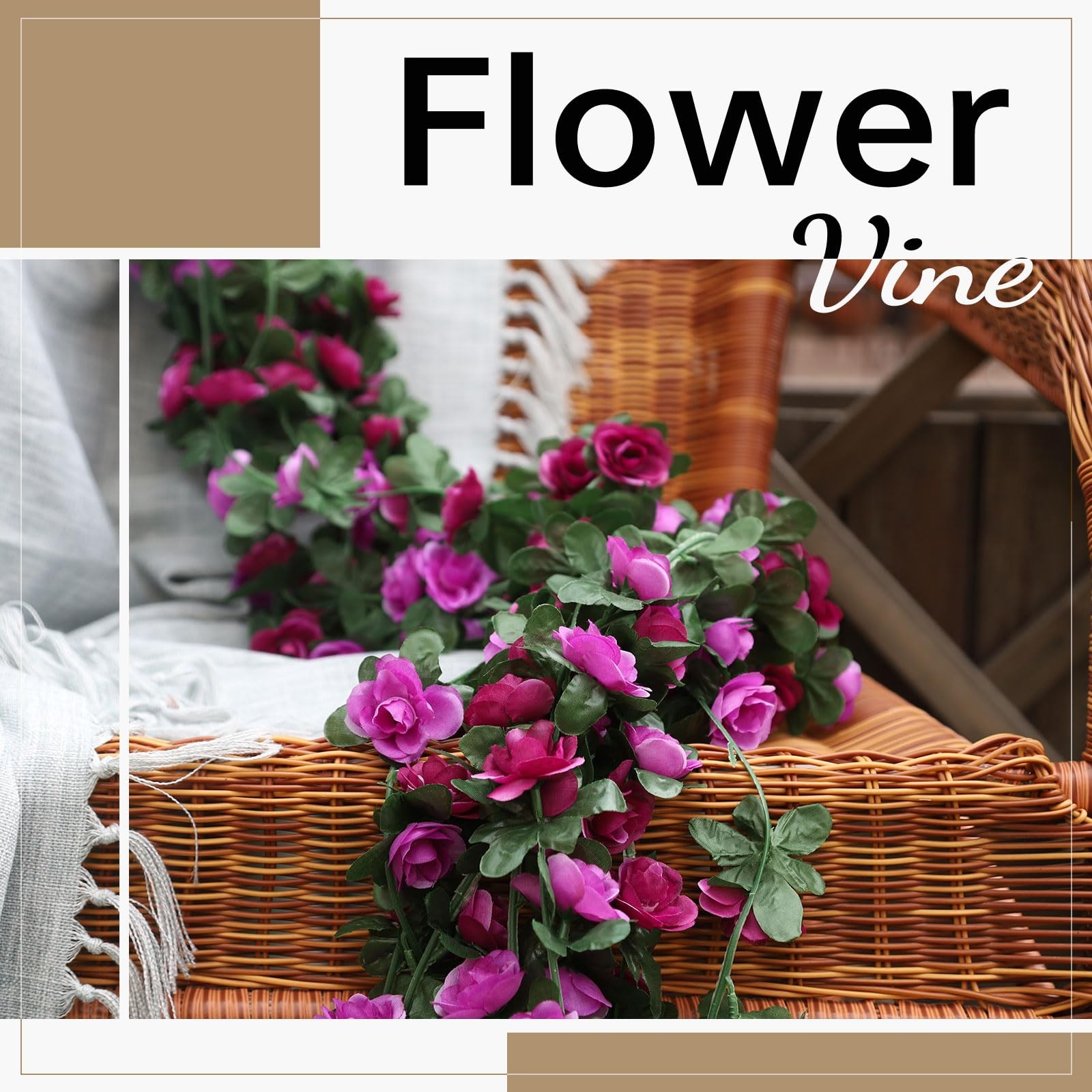 Miracliy 5 Pack 41 FT Flower Garland Decorations Plastic Artificial Flowers for