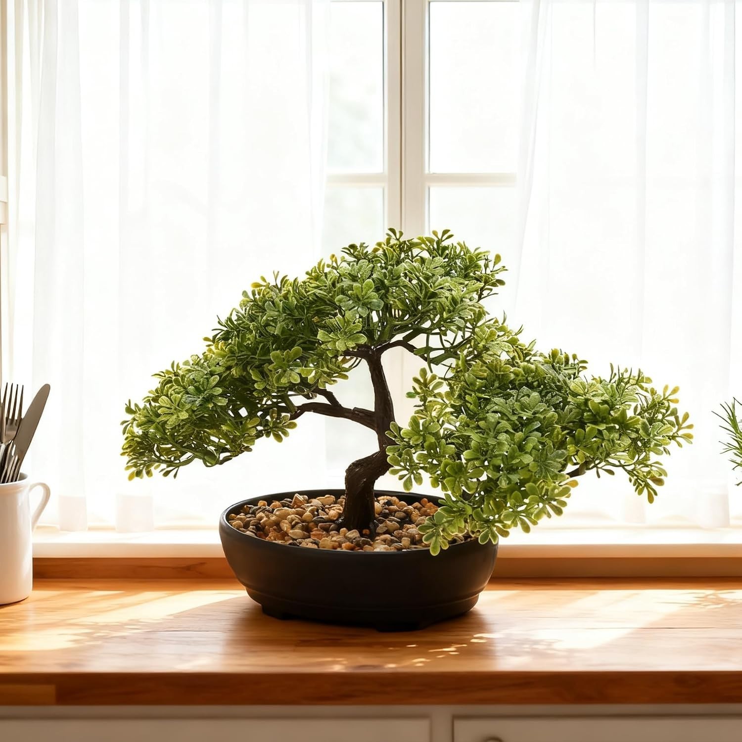 Compact 9.05″ Faux Juniper Bonsai Tree – Maintenance-Free Shelf Accent Piece