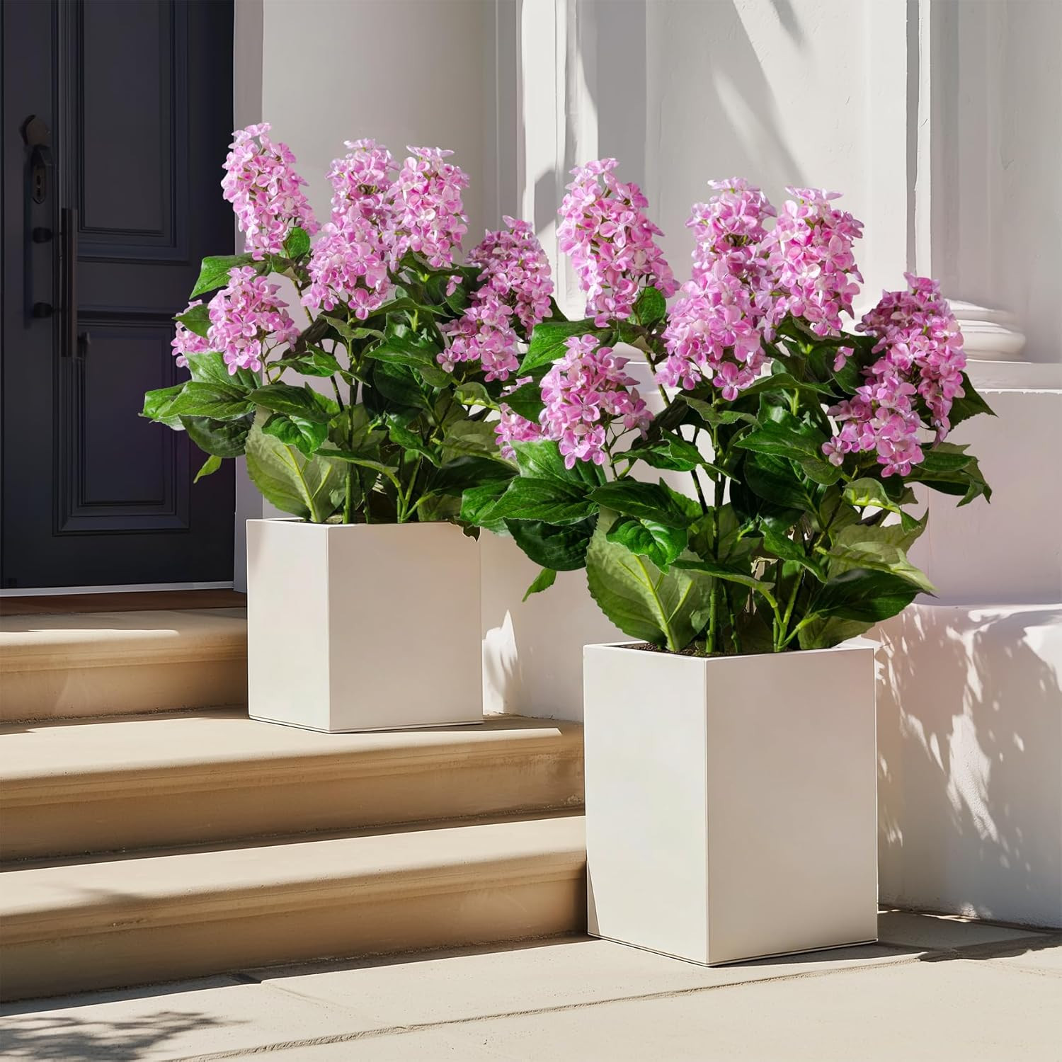 2 Pack Large Artificial Hydrangea Plants UV Resistant Fake Plastic Plantas Flowe