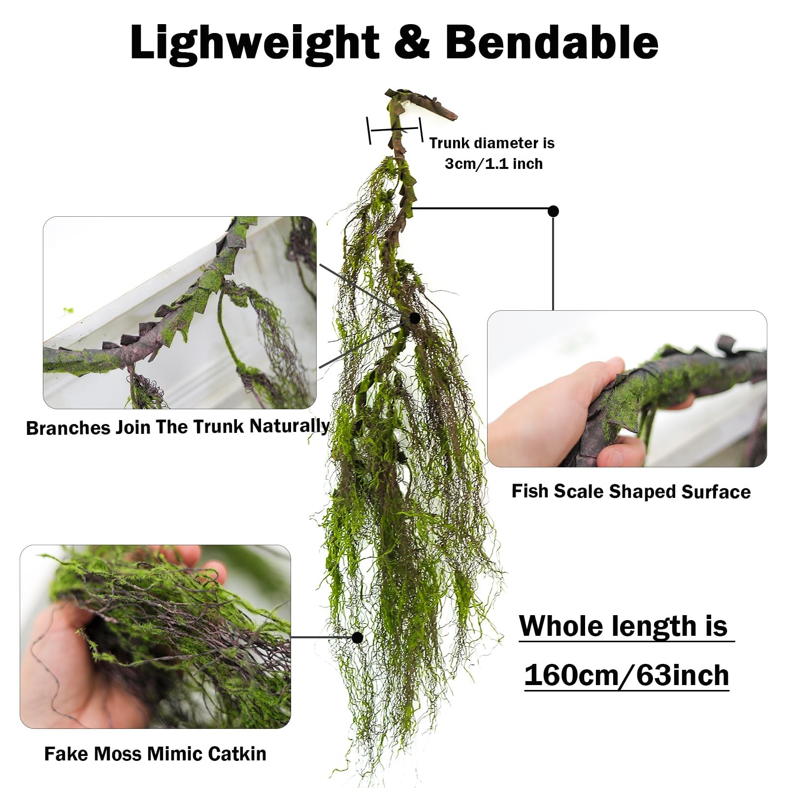 63inch Rustic Curly Artificial Weeping Willow Branches Faux Twisty Wood Curta…