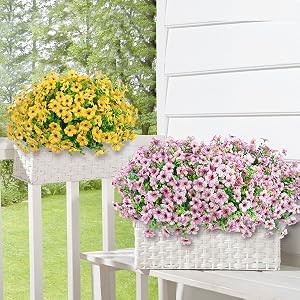 24 Bundles Artificial Flowers for Outdoors Fake Silk Flowers UV Resistant Faux