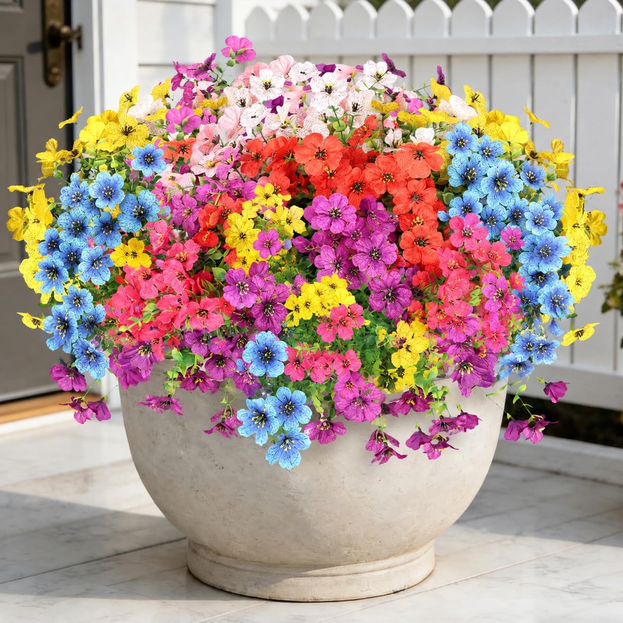 ICEROYCE Artificial Flowers for Outdoors, 16 Bundles UV Resistant Fake Outdoo…