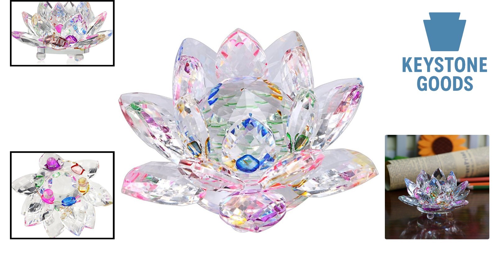 3-Inch Crystal Lotus Flower Decor with Gift Box – Feng Shui & Sun Catcher