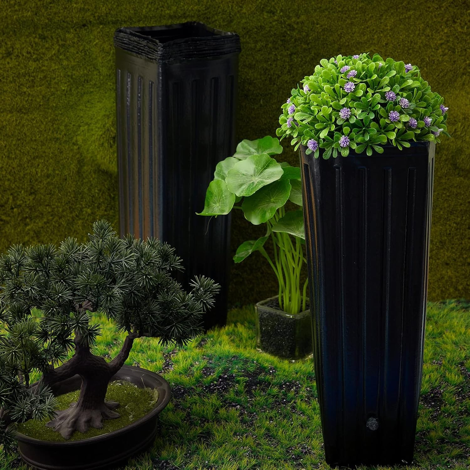 Nuenen 100 Pcs Tall Tree Pot Plastic Deep Plant Nursery Pots Black Seedling Tree