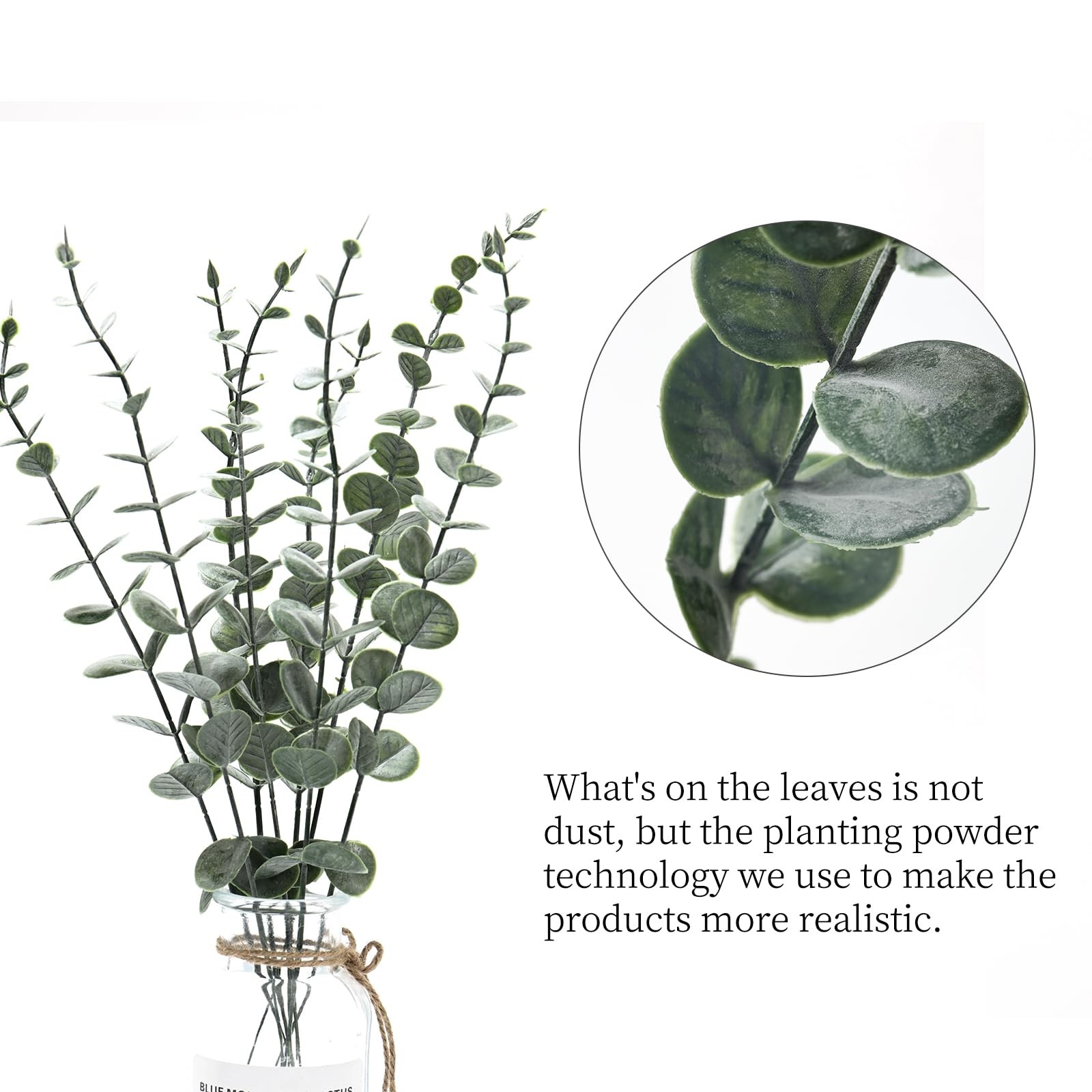 20PCS Artificial Eucalyptus Stems, Faux Silver Dollar Eucalyptus Leaves, Real…