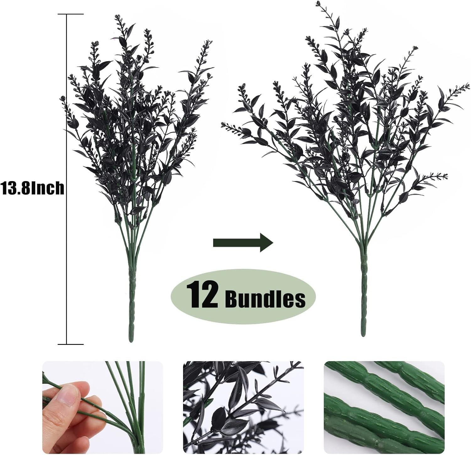 Charming Fake Lavender Flowers with Green Stems – 12 Bundles