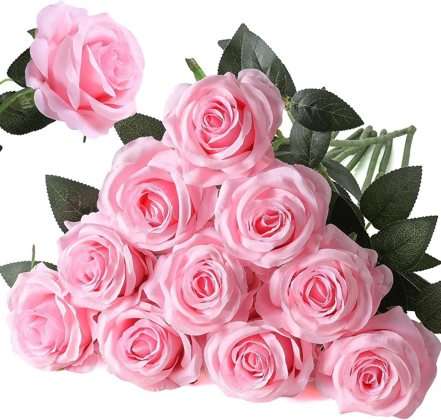 Versatile 10pcs Lifelike Pink Rose Bouquet for Home, Wedding & Party Decorations