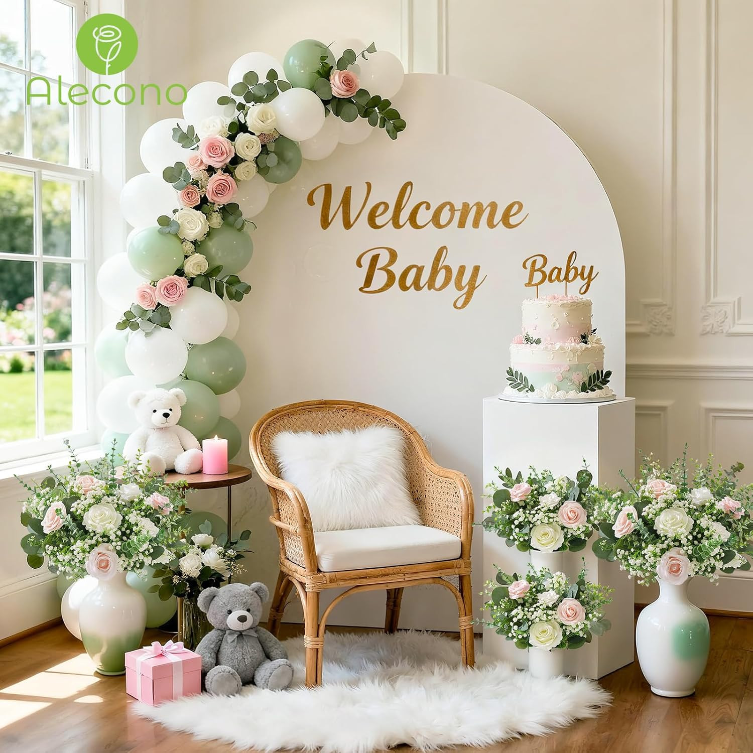 200 Pcs Mixed Artificial Eucalyptus & Flowers for DIY Wedding Decor