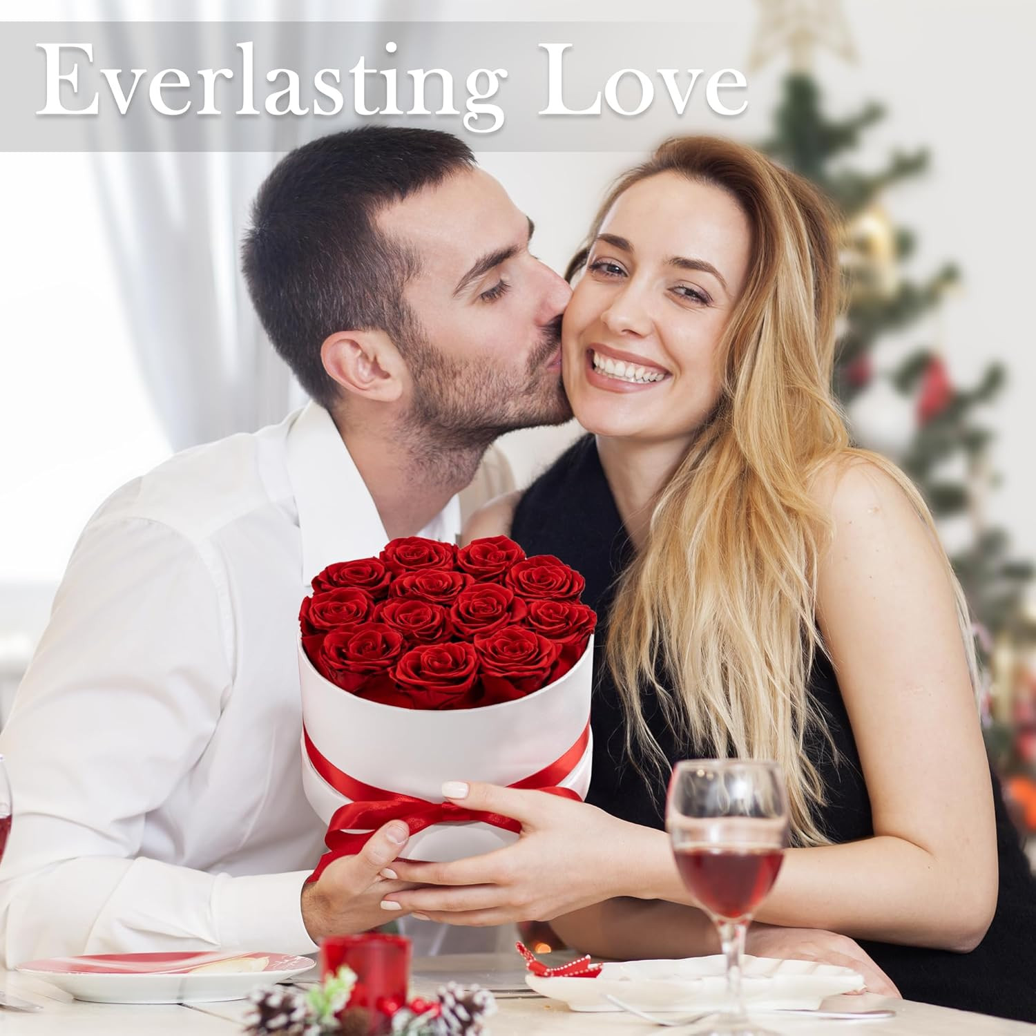 Preserved Roses in a Box, Blooming Real Roses Decor, Eternal Flowers for Deliver