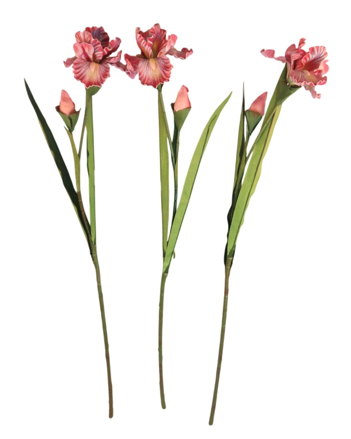 Artificial Iris Flower 33 Inch Tall Pink Faux Iris Stem Hand Painted Look Floral