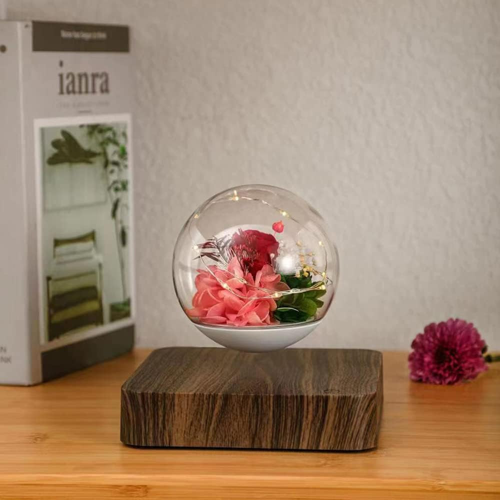 Magnetic Levitating Flower with LED Light – Eternal Floating Rose Lamp