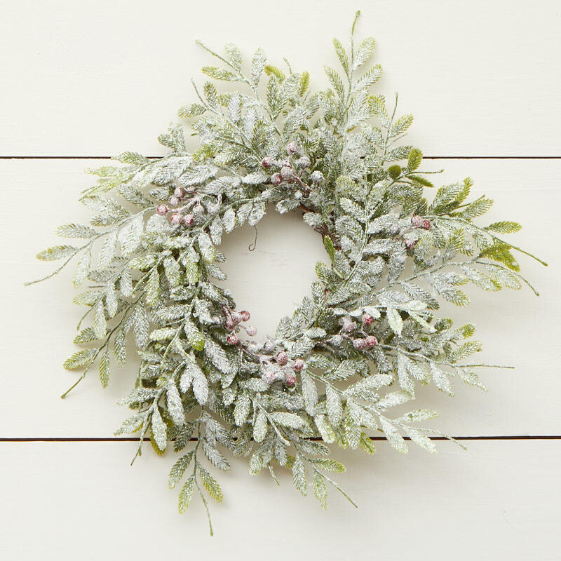 Bulk Case of 48 Frosted Artificial Fern and Berry 10″ Rings