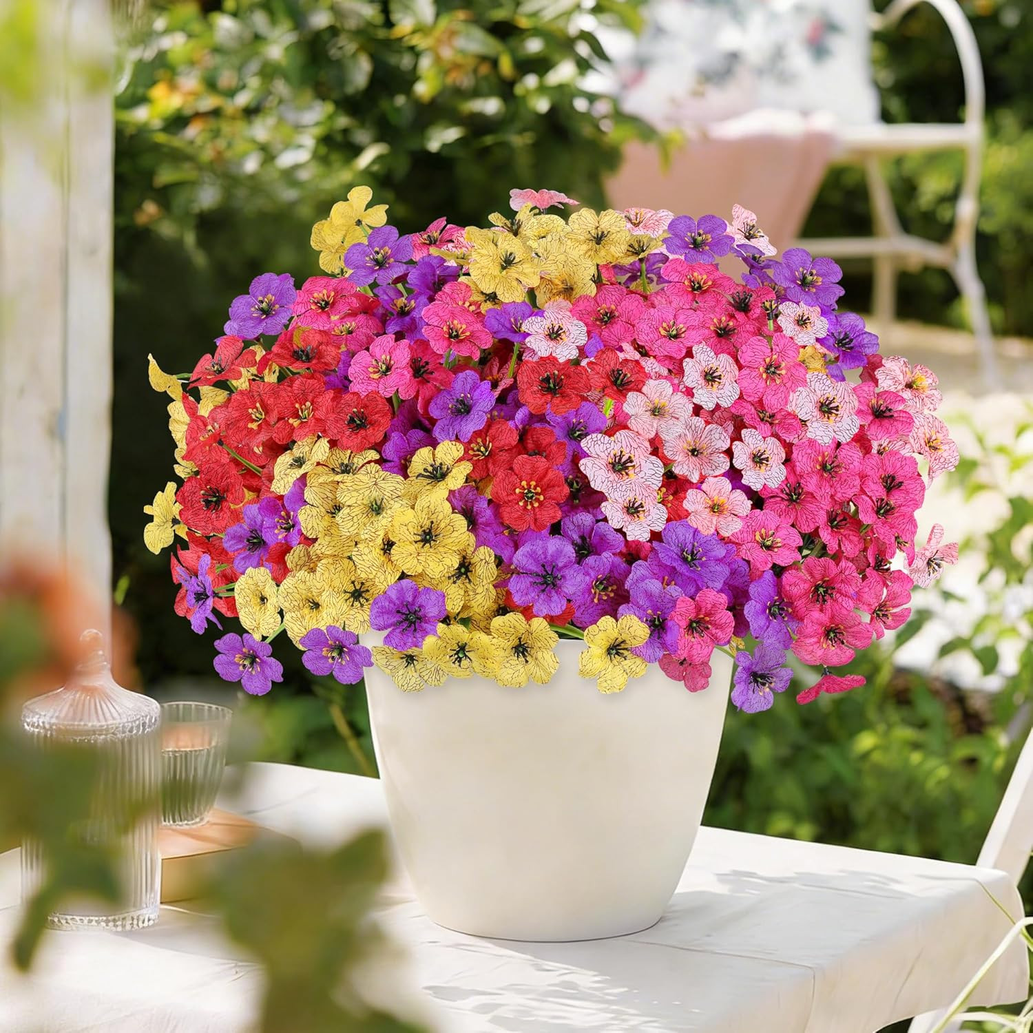 20 Bundles Artificial Flowers for Outdoors, UV Resistant Fake Flowers No Fade, F