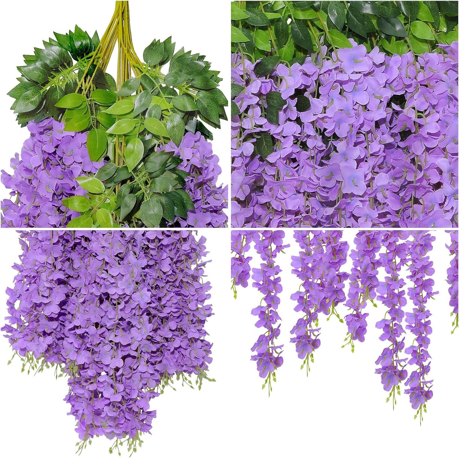 Vibrant Purple 24-Piece Wisteria Flower Vine – Stunning Indoor & Outdoor Decor
