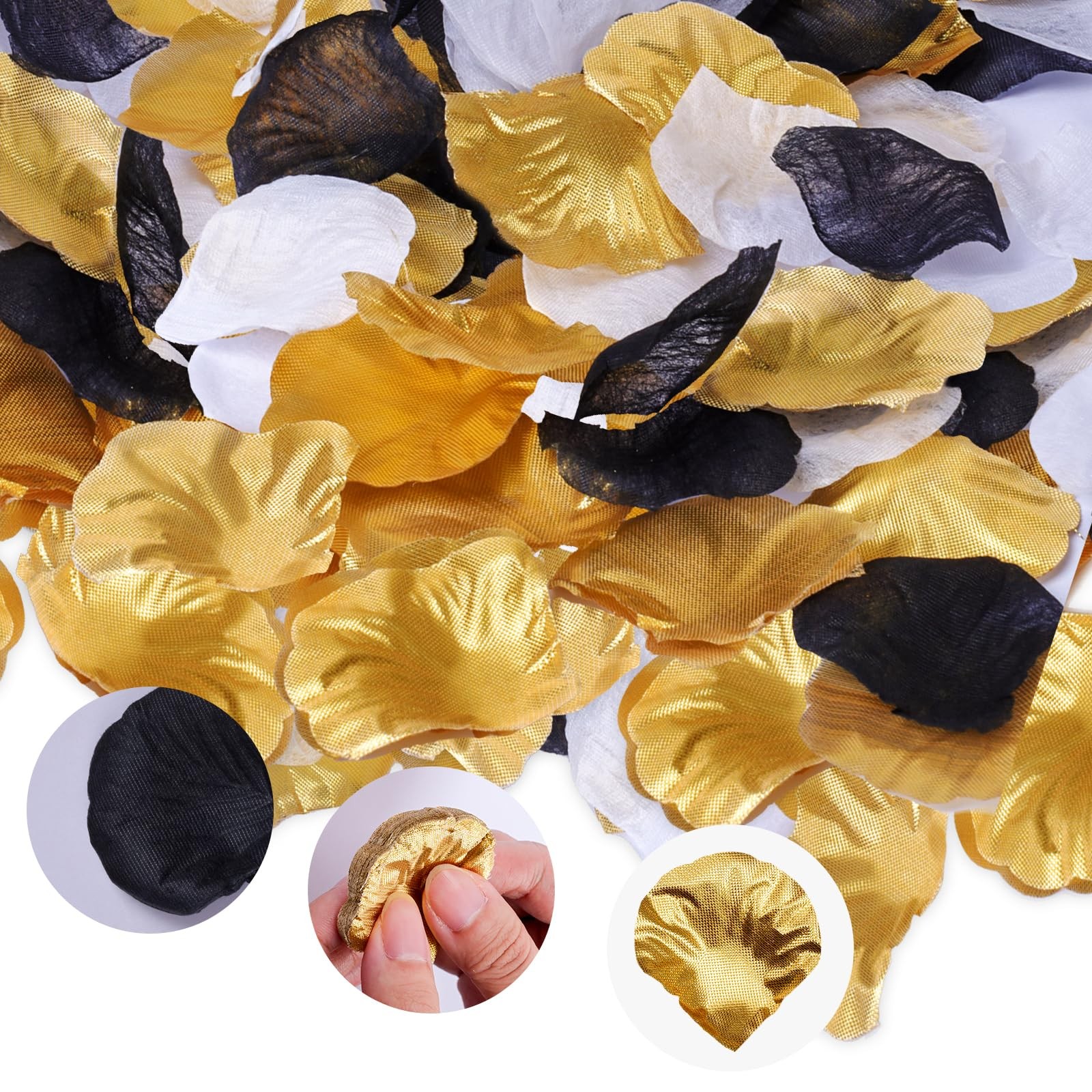 1800 PCS Bulk Artificial Rose Flower Petals Fits Wedding Black Gold White Decor