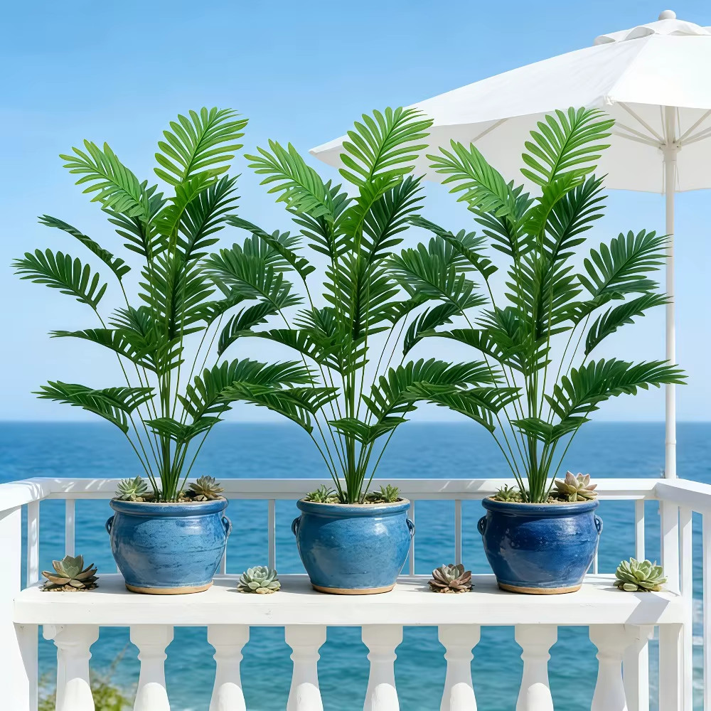 Durable 65-128cm Large Artificial Palm Tree Tropical Green Leaves Fake Plant